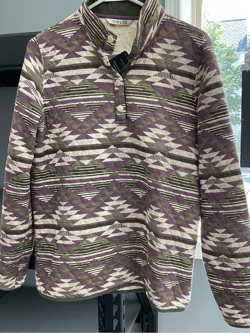 Orvis Southwestern Print Snap Neck Pullover Sweatshirt
